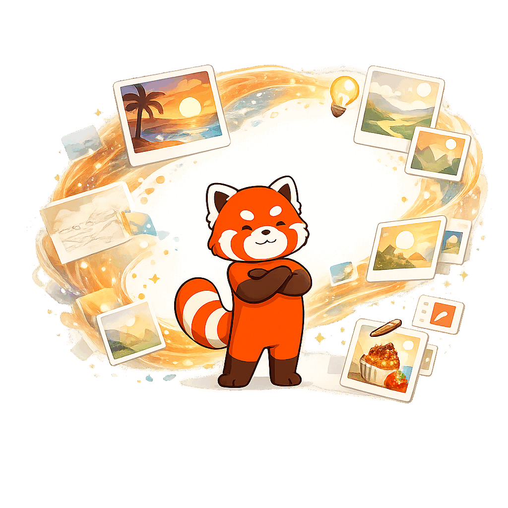 Red Panda creating visual work